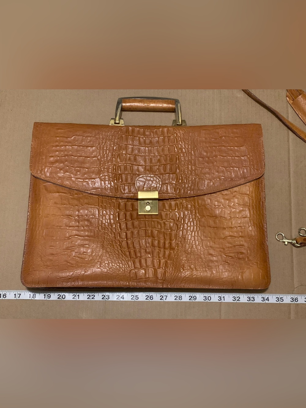 🐊 Vintage Sabella Moda Firenze Croc Embossed Italian Leather Briefcase Bag